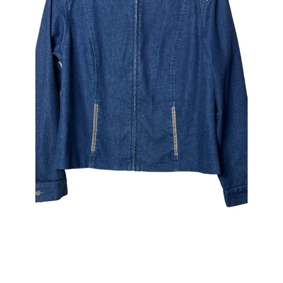1656. PENDLETON LONG SLEEVE FULL ZIP DENIM JACKET SIZE MEDIUM FAUX LEATHER TRIM - Picture 5 of 10